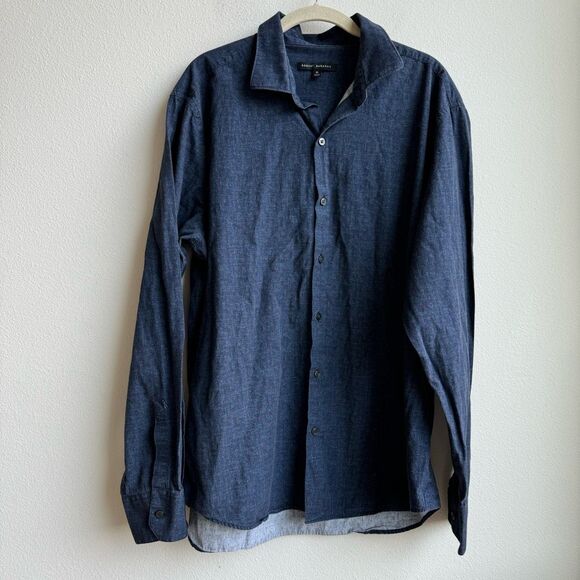 $5/$25 Robert Barakett Shirt Blue Red Fun Date Night Long Sleeve Button Size XL - Picture 1 of 4